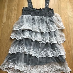 tiered lace cotton jersey dress